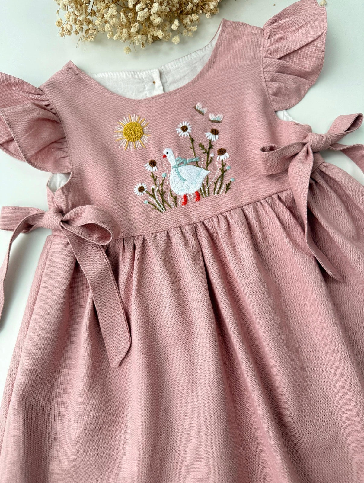 Linen Handmade Embroidered Dresses