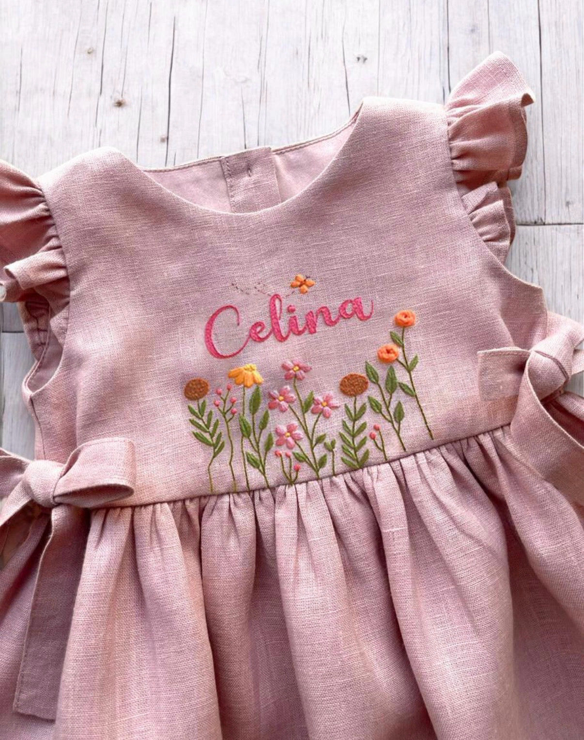 Linen Handmade Embroidered Dresses