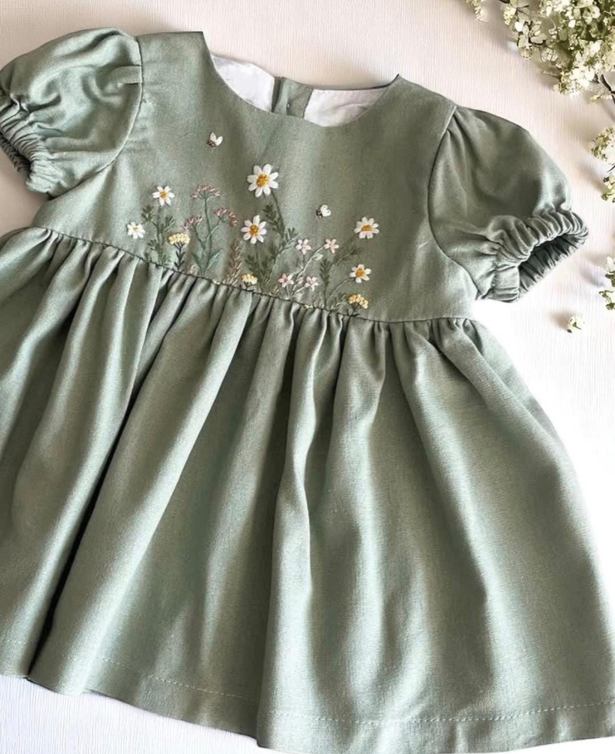 Linen Handmade Embroidered Dresses