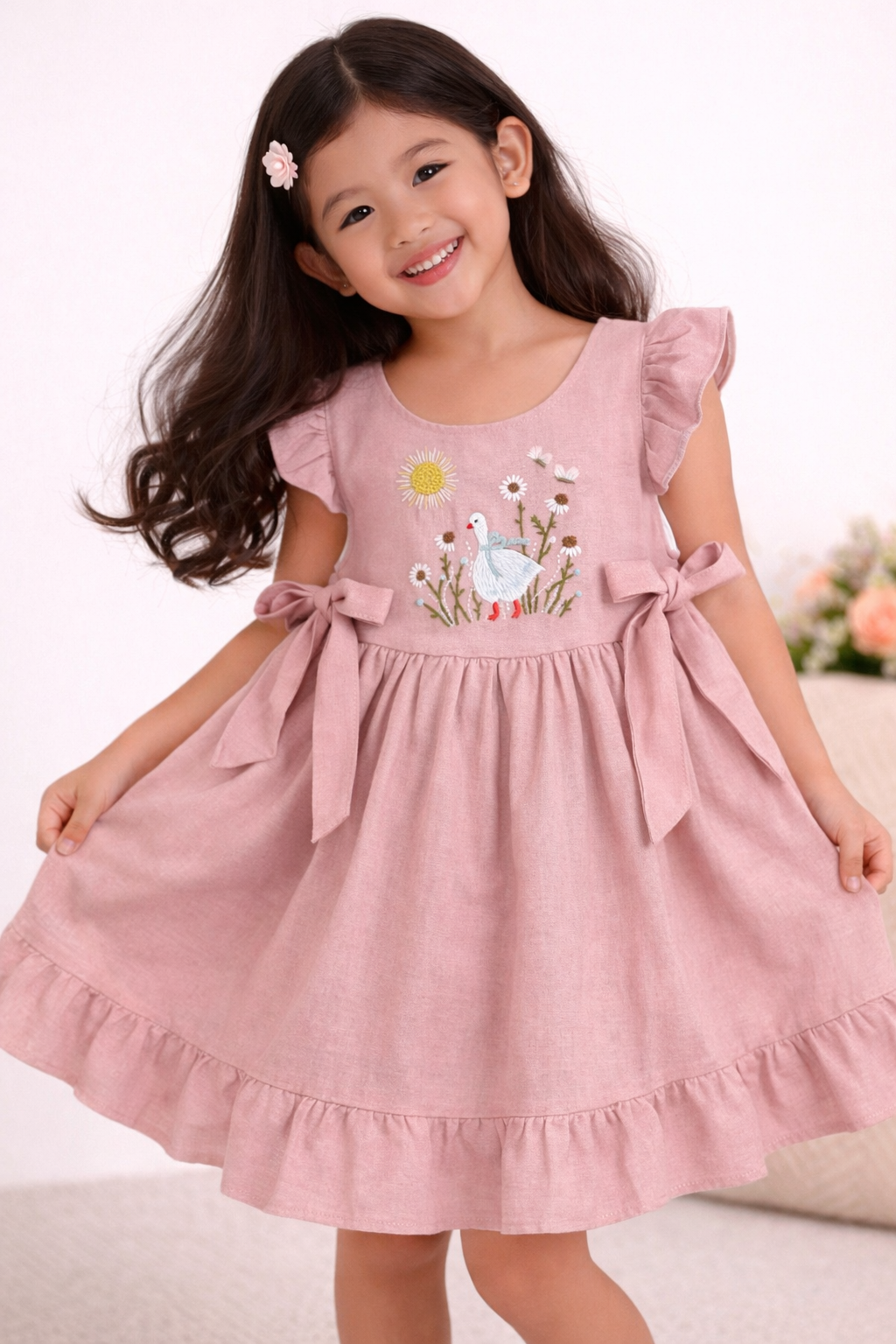 Linen Handmade Embroidered Dresses