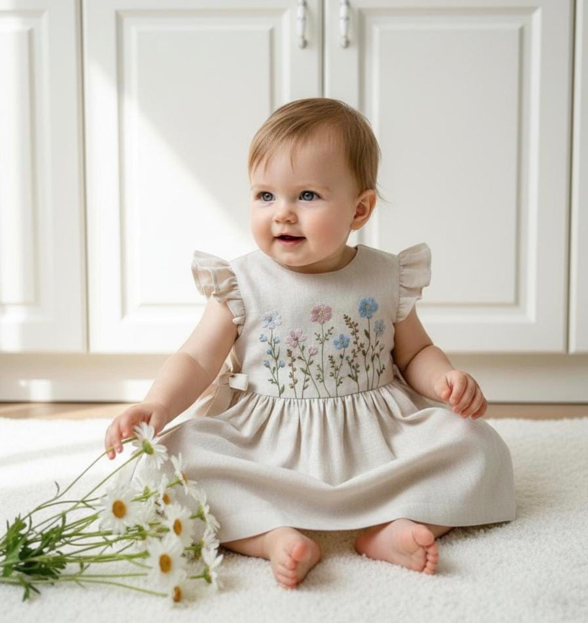 Linen Handmade Embroidered Dresses