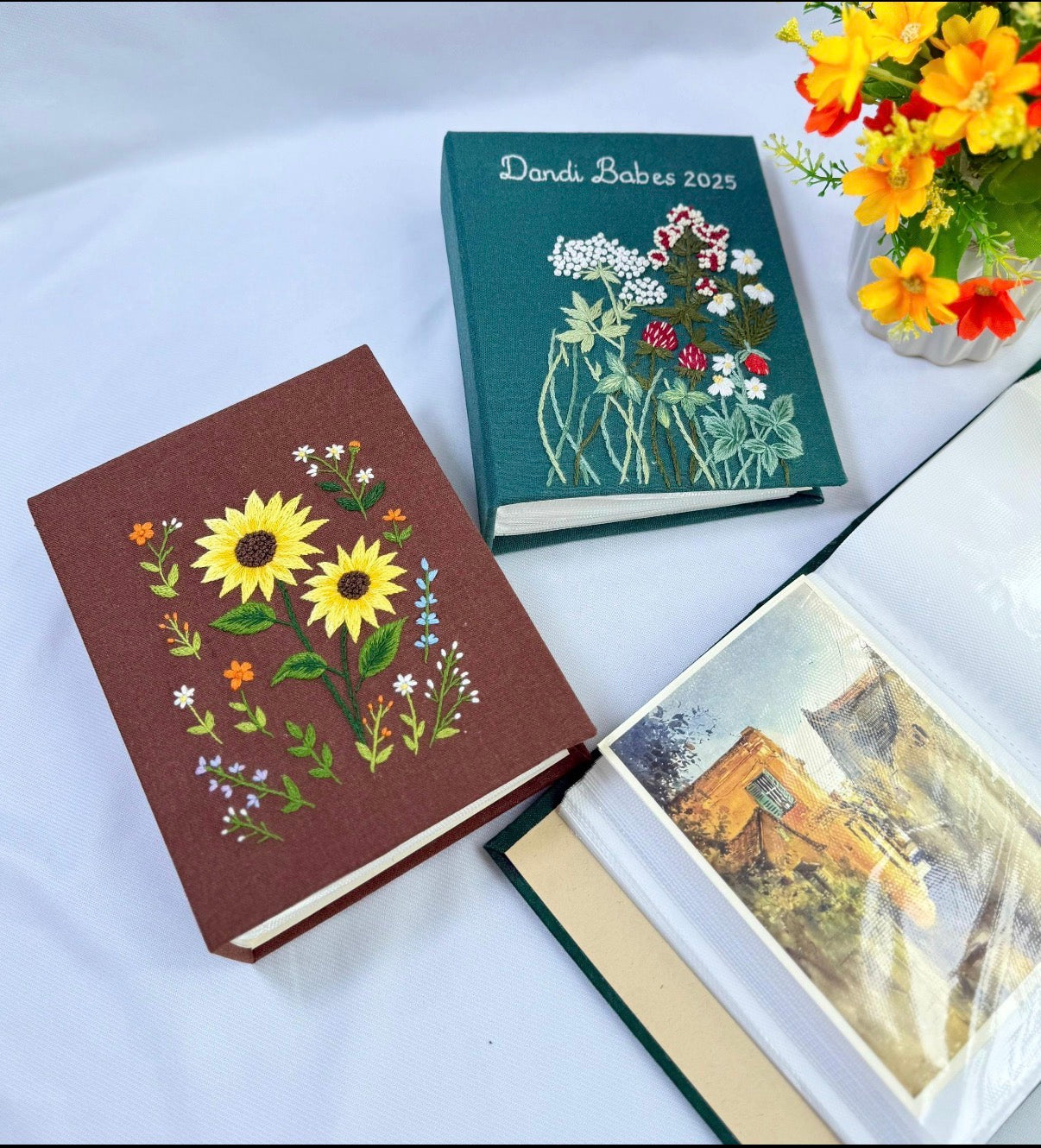Linen Handmade Embroidered Photobook