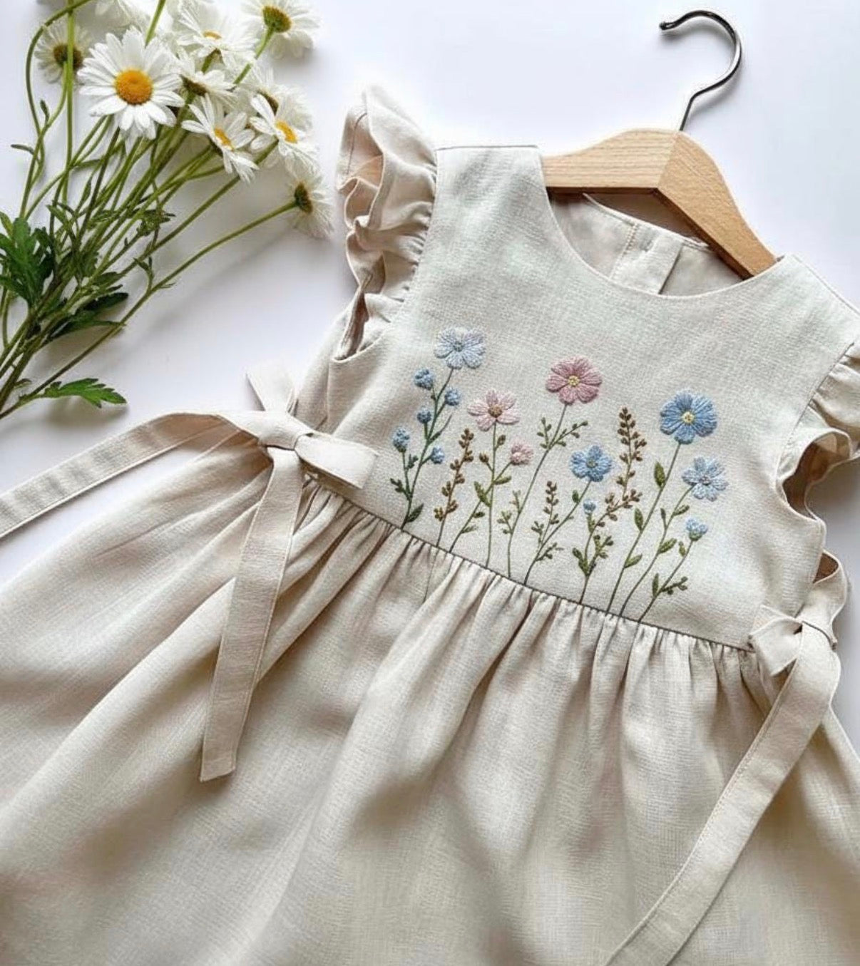 Linen Handmade Embroidered Dresses
